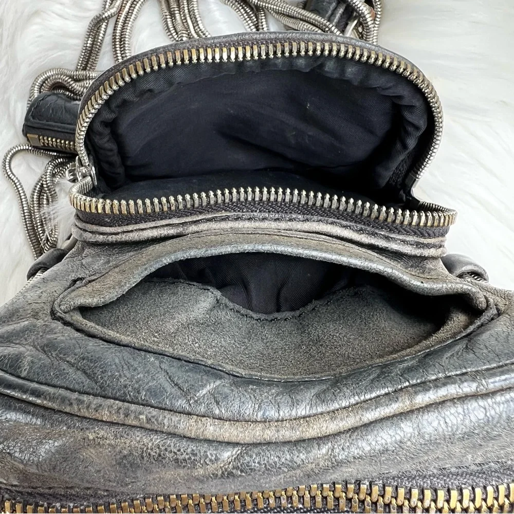Alexander Wang Crossbody Bag Leather Distressed Grunge Rock - Picture 7 of 15